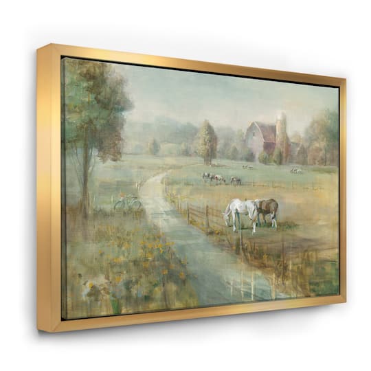 Designart - Tranquil Country Field - Farmhouse Canvas in Gold Frame